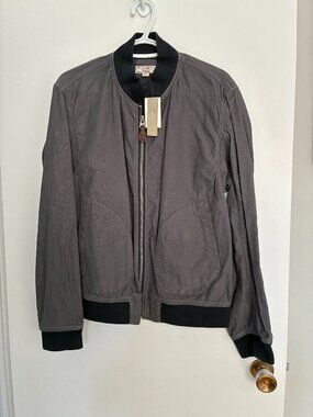 UNISEX Bomber Jacket. NEW w/tags Sz L Wallace & Barnes JCREW. Grey.